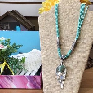 Crystal beaded summer leaf necklace...new with tag